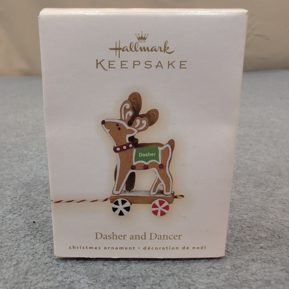 Hallmark Keepsake Dasher and Dancer Gingerbread Reindeer Christmas Ornament 2009